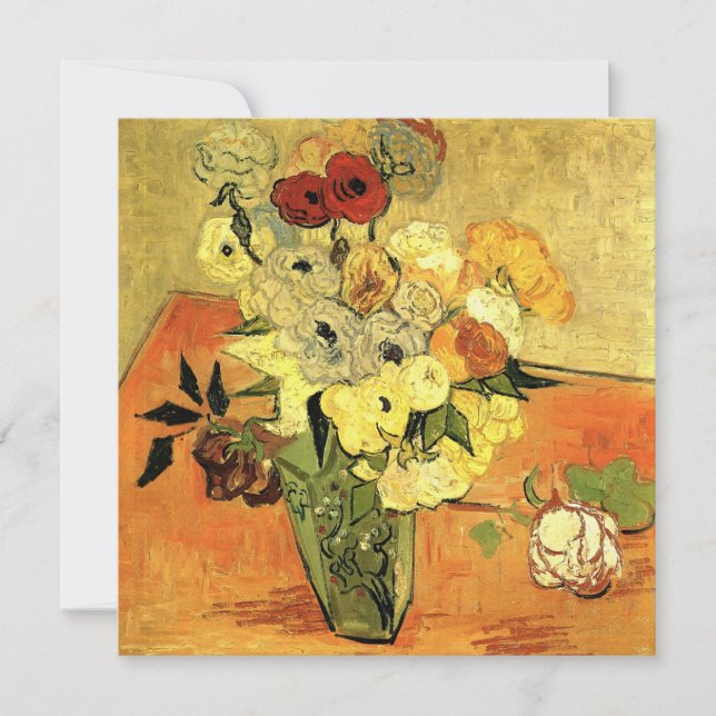 Van Gogh Japansk Vas med Rosor Julfest Inbjudningar (Framsida)