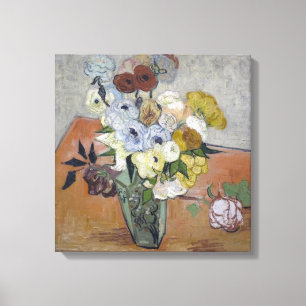 Van Gogh Japanskt Vas med Ro och Anemones Canvastryck