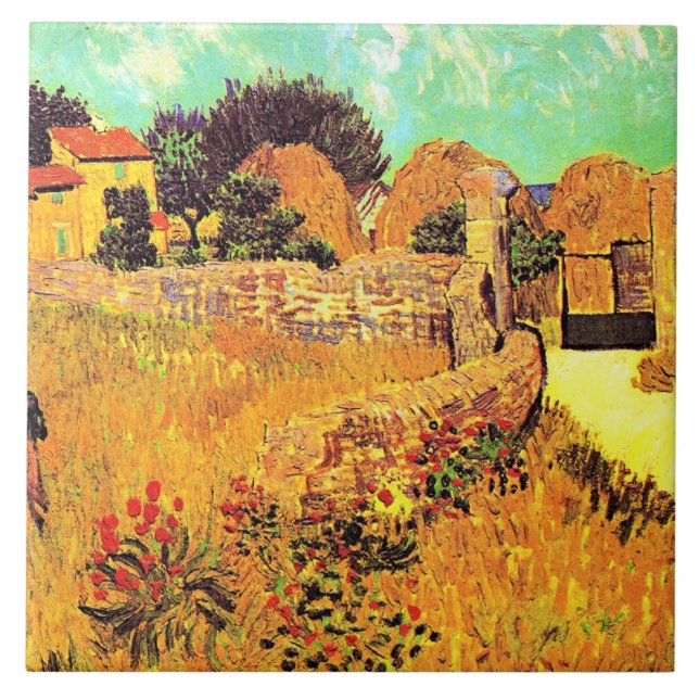 Van Gogh - Jordbrukshus i Provence Kakelplatta (Framsidan)