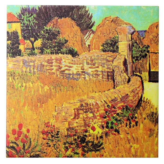 Van Gogh - Jordbrukshus i Provence Kakelplatta (Framsidan)