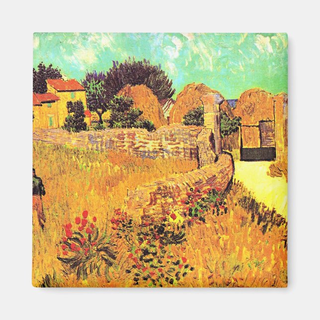 Van Gogh - Jordbrukshus i Provence Magnet (Framsidan)