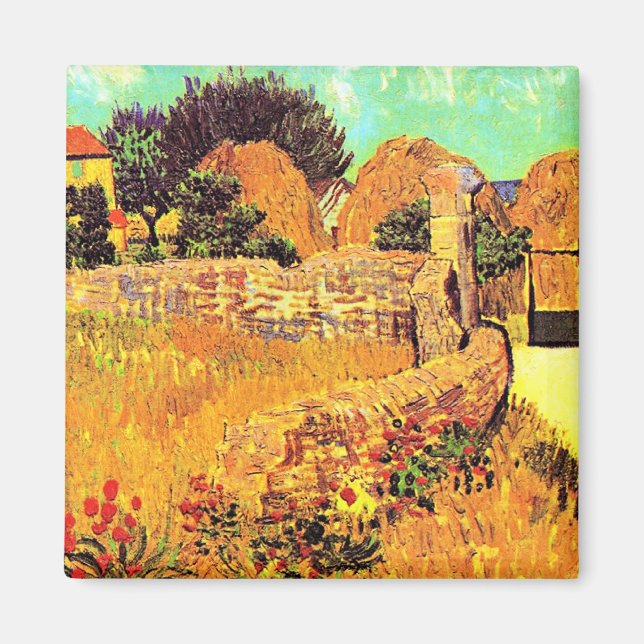 Van Gogh - Jordbrukshus i Provence Magnet (Framsidan)