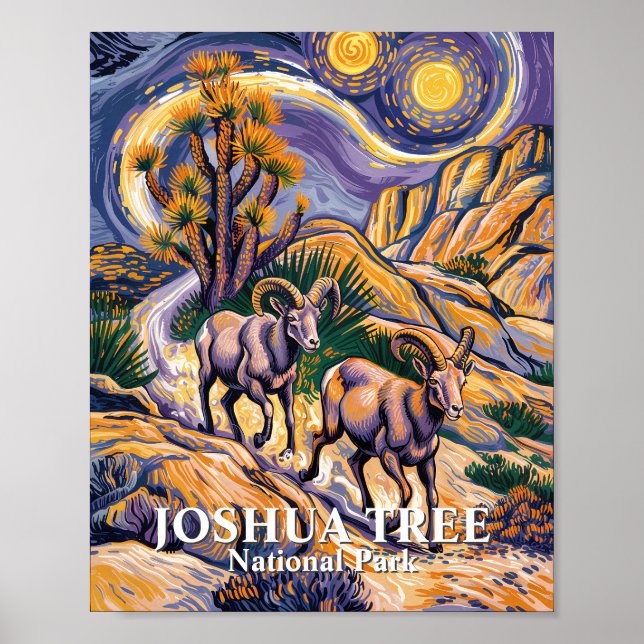Van Gogh Joshua Tree Wildlife Sheep & Custom Text Poster (Framsidan)