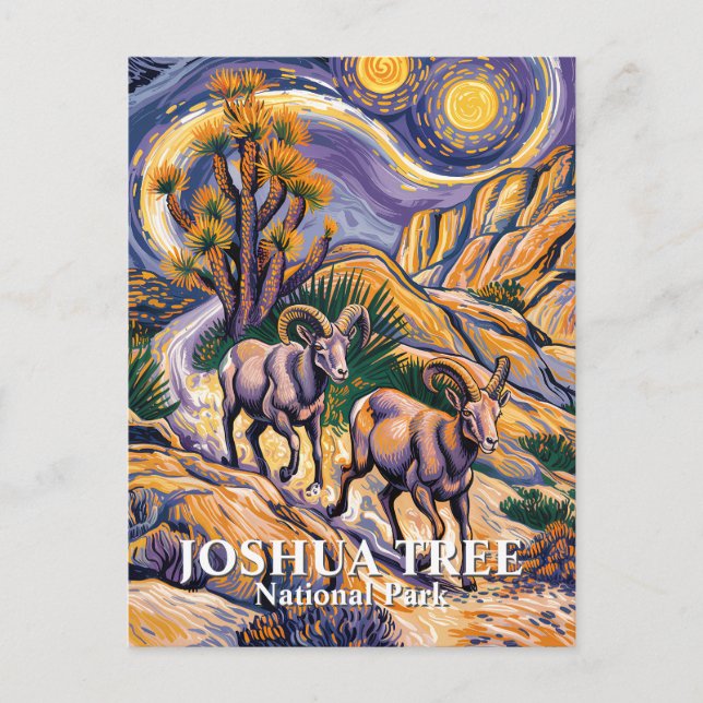 Van Gogh Joshua Tree Wildlife Sheep & Custom Text Vykort (Framsida)