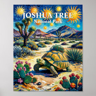 Van Gogh Joshua Tree Wildlife Sköldpadda Färgrik Poster