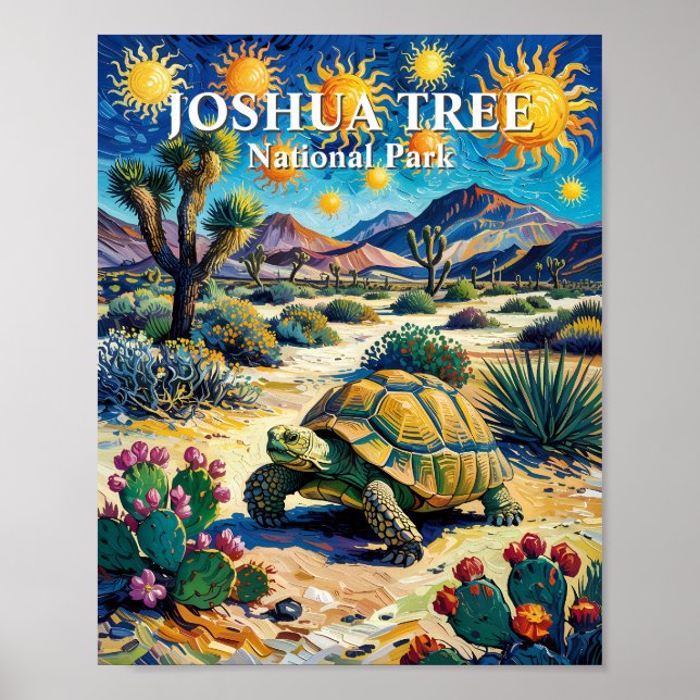 Van Gogh Joshua Tree Wildlife Sköldpadda Färgrik Poster (Framsidan)