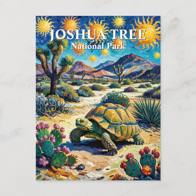 Van Gogh Joshua Tree Wildlife Sköldpadda Färgrik Vykort (Framsida)