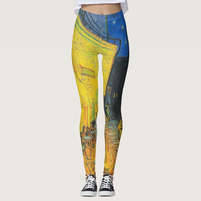 Van Gogh Kafé Terrace Fransk Gatuvy Leggings (Framsida)