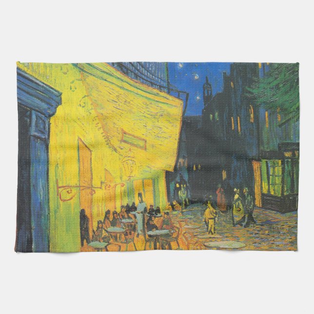 Van Gogh Kafé Terrass Fransk Gatuvy Kökshandduk (Horisontell)