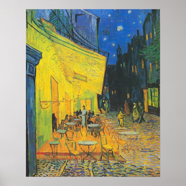 Van Gogh kaféets terrass fransk gatumiljö Poster (Framsidan)