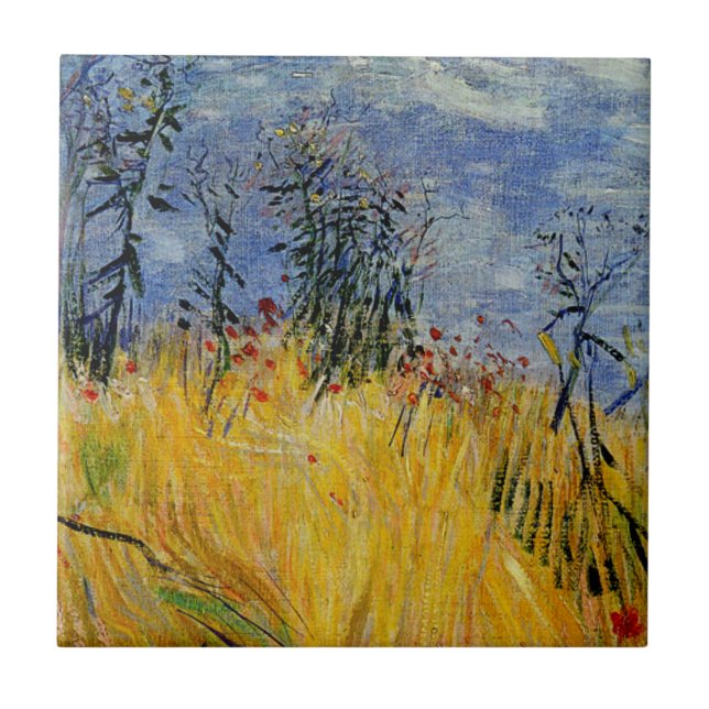 Van Gogh - Kant av en Wheat Fält med Poppies Kakelplatta (Framsidan)