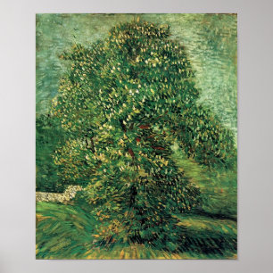 Van Gogh - kastanjebrunt träd i blommar Poster