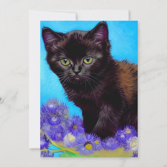 Van Gogh Katt och blommor Inbjudningar (Framsida)