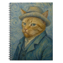 Van Gogh Katt Självporträtt Vintage Konst Parodi Anteckningsbok