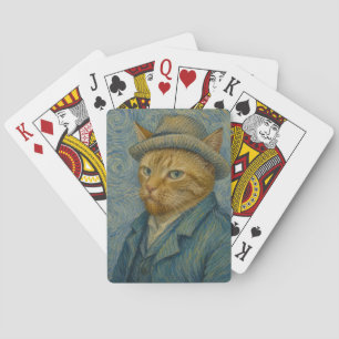 Van Gogh Katt Självporträtt Vintage Konst Parodi Casinokort