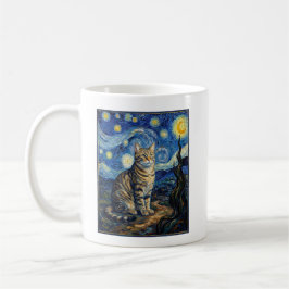 Van Gogh Katt Stjärnkväll Impressionistisk Konst Kaffemugg