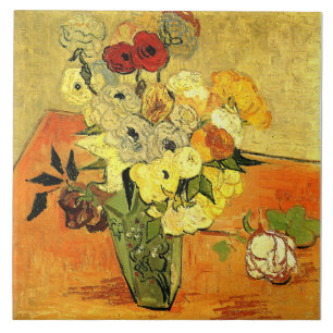 Van Gogh-konstverk, Japansk vas med rosor, Kakelplatta