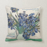 Van Gogh kudder 100. födelsedagfirande Kudde<br><div class="desc">Anpassadefödelsedagfirande kudder med Irises av Vincent Van Gogh. Du kan lätt ändra textfärg,  stilsorten,  format,  och att placera,  genom att klicka skräddarsy,  knäppas. Annan anpassadefödelsedag kudder:</div>