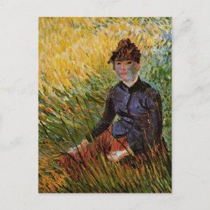 Van Gogh; Kvinna som sitter i gräset, Vintage fink Vykort