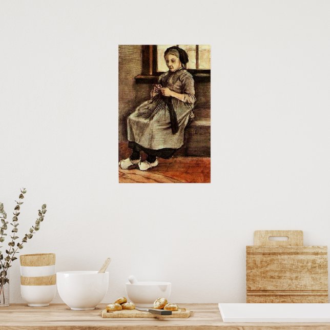 Van Gogh - Kvinna som stoppar strumpor, Poster (Kök)