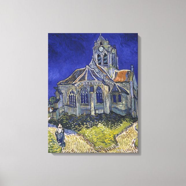 Van Gogh Kyrkan i Auvers blå himmel konst Canvastryck (Framsida)