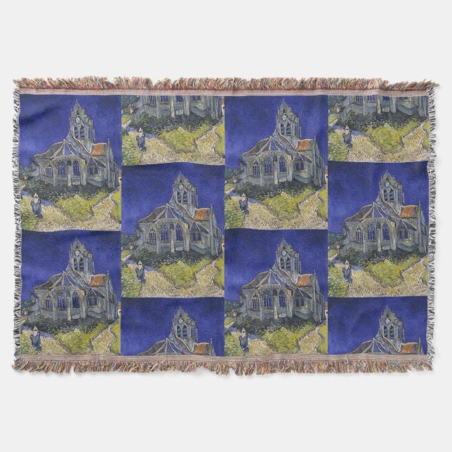 Van Gogh Kyrkan i Auvers blå himmel konst Filt (Framsidan)