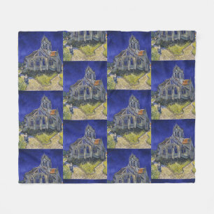 Van Gogh Kyrkan i Auvers blå himmel konst Fleecefilt