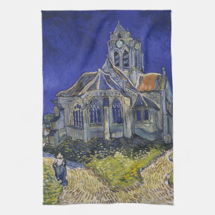 Van Gogh Kyrkan i Auvers blå himmel konst Kökshandduk