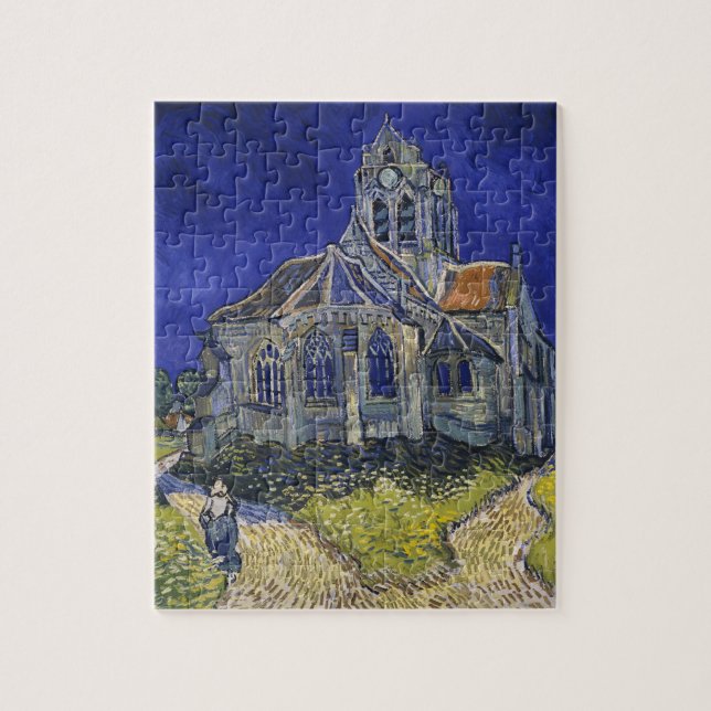 Van Gogh Kyrkan i Auvers blå himmel konst Pussel (Vertikal)