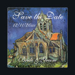 van Gogh, kyrkan i Auvers, Save the Date Magnet<br><div class="desc">Spara magneten för anpassadet Datum. Kyrkan i Auvers (1890) av Vincent van Gogh är en vintage post impressionism bra konst religiösa som målar en kvinna som går längs väg mot bychapel med vackra glasfönster av nedfläckad. En vardaglig arkitektur. Om konstnären: Vincent Willem van Gogh (1853-1890) var en målare i Post...</div>