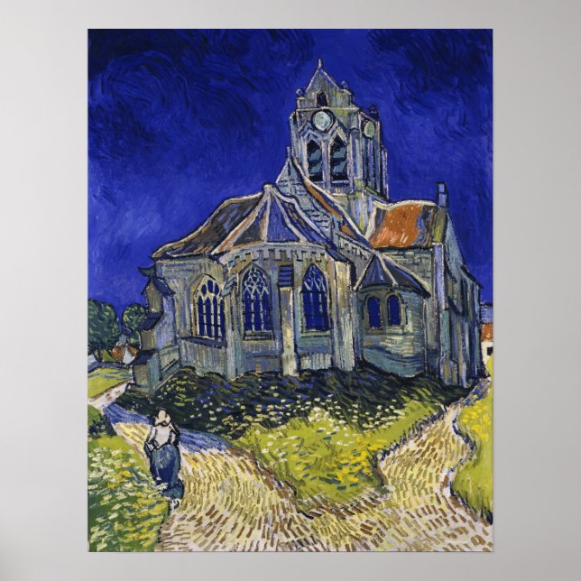 Van Gogh - kyrkan i Auvers-Sur-Oise Poster (Framsidan)