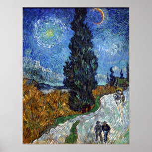 Van Gogh-Land Road i Provence by Night Poster