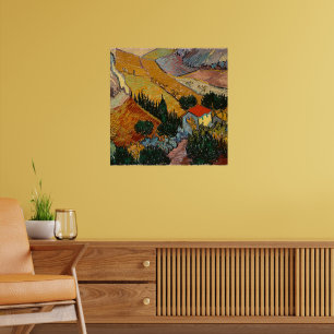 Van Gogh - Landskap med House och Plowman Poster