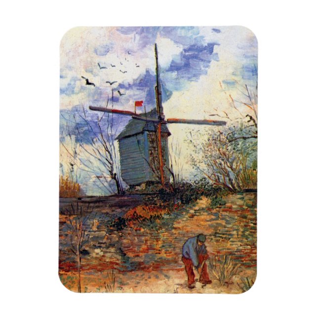 Van Gogh - Le Moulin De La Galette-Kvarn Magnet (Vertikal)