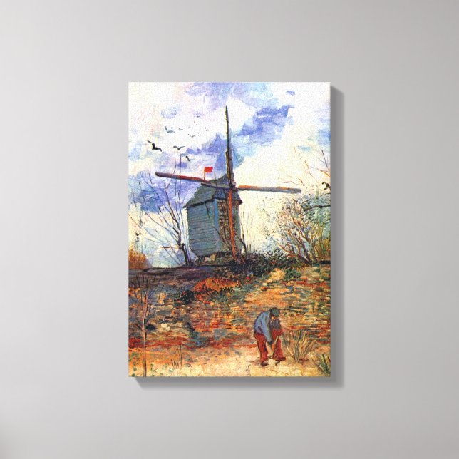 Van Gogh - Le Moulin De La Galette Väderkvarn Canvastryck (Framsida)