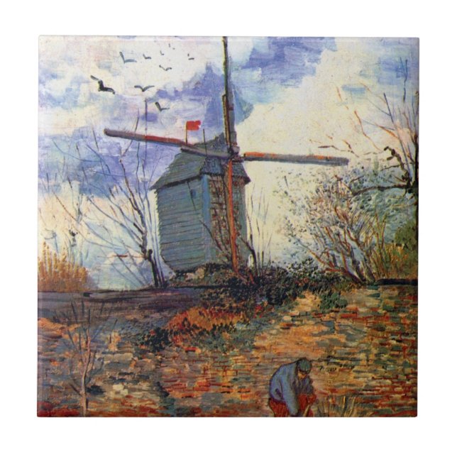 Van Gogh - Le Moulin De La Galette Väderkvarn Kakelplatta (Framsidan)