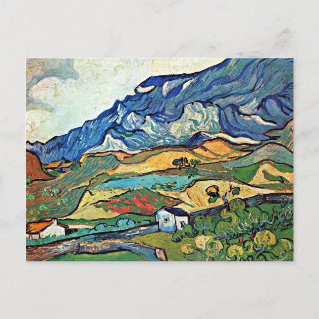 Van Gogh - Les Alpelare Mountain Landscape Vykort (Framsida)