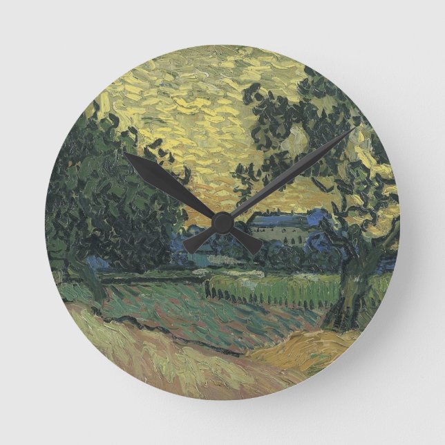 Van Gogh Ligcape i Twilight Rund Klocka (Framsida)