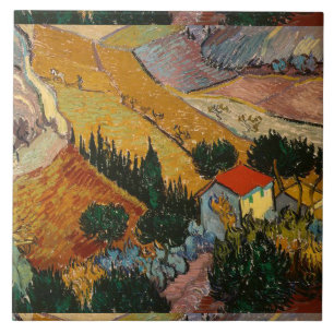 Van Gogh Ligcape med House och Plowman Kakelplatta