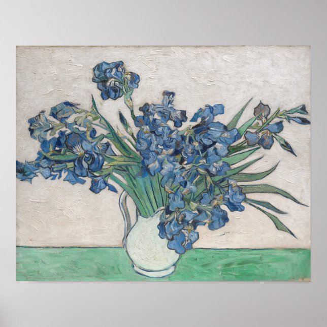 Van Gogh Lila Irises Vas Blommigt Painting Poster (Framsidan)