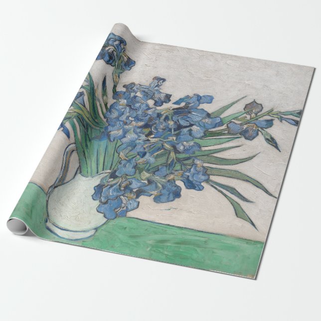 Van Gogh Lila Irises Vas Blommigt Painting Presentpapper (Utrullad)