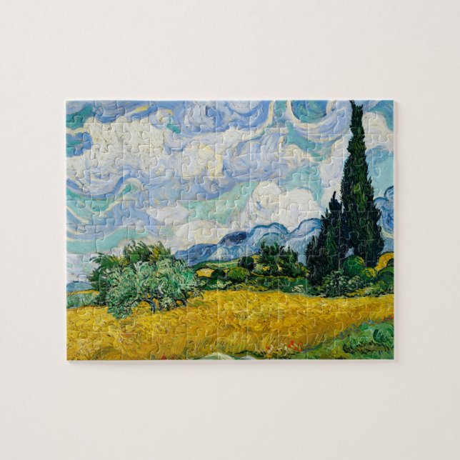 Van Gogh målar Wheat Fält med Cypress Träd Pussel (Horisontell)
