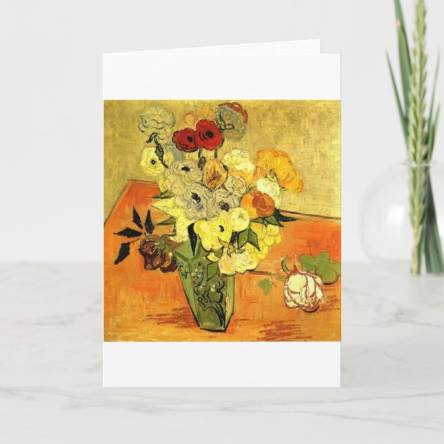 Van Gogh målning Vitaktiga Blommar Kort (Framsida)