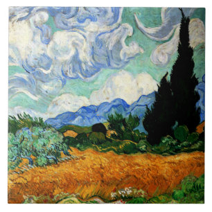 Van Gogh-målning, Wheatfield med Cypress Träd Kakelplatta