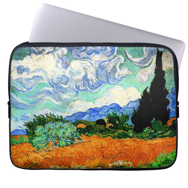 Van Gogh-målning, Wheatfield med Cypress Träd Laptop Fodral (Framsidan)
