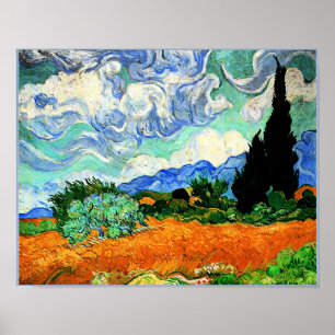 Van Gogh-målning, Wheatfield med Cypress Träd Poster