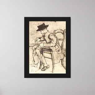 Van Gogh - Man Writing, Facing Lämnat, Canvastryck