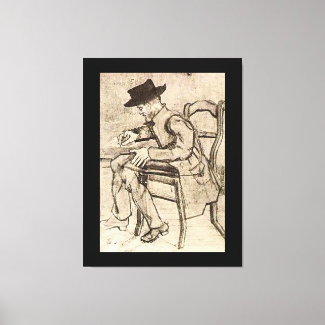 Van Gogh - Man Writing, Facing Lämnat, Canvastryck (Framsida)
