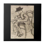 Van Gogh - Man Writing, Facing Lämnat, Kakelplatta<br><div class="desc">Man Writing,  Facing Lämnat,  realism sketch av Vincent van Gogh.</div>