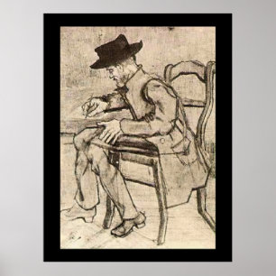 Van Gogh - Man Writing, Facing Lämnat, Poster